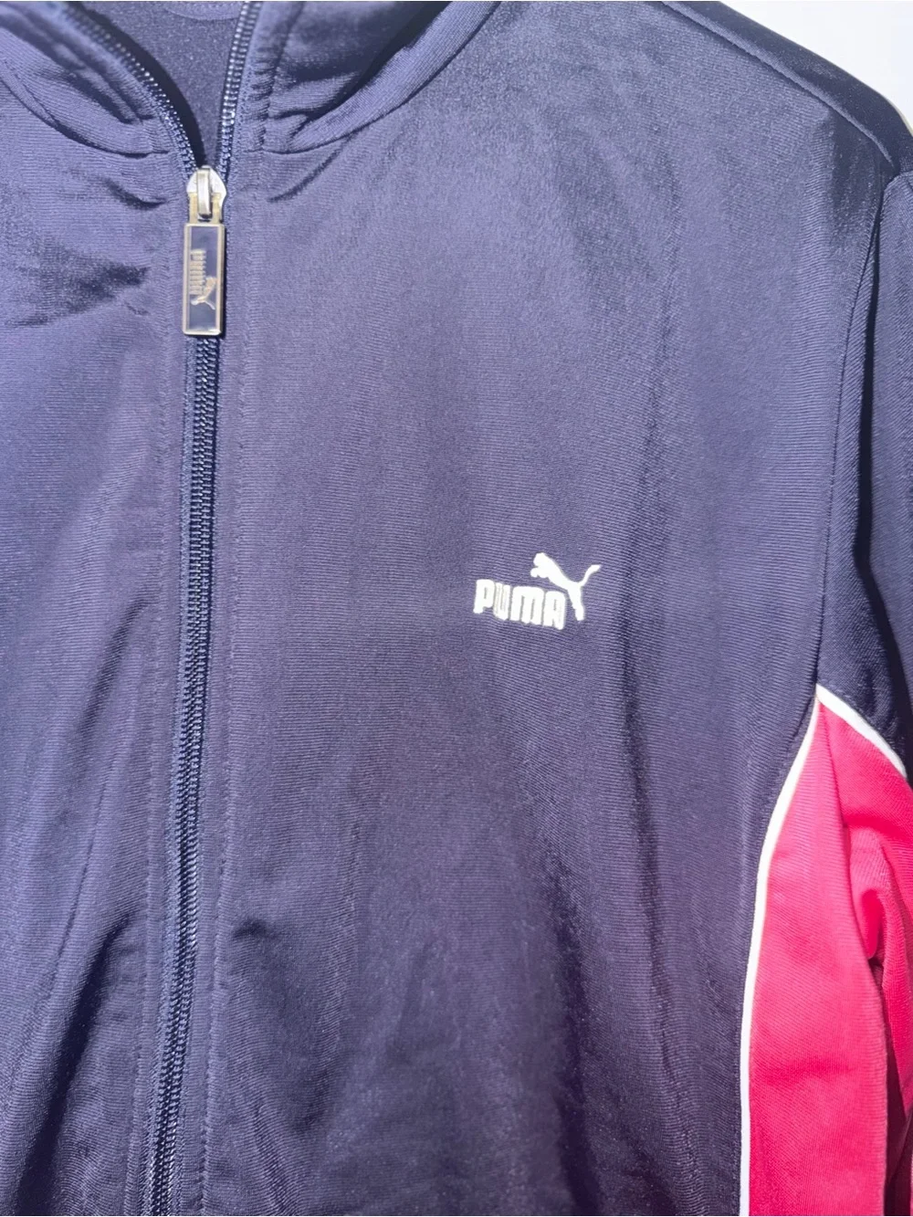 Puma Black Jacket with Red Panels and White Piping